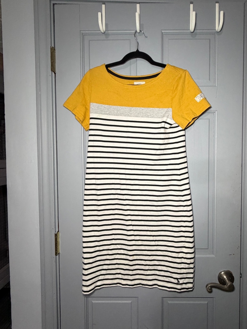 Joules Yellow and Black Striped Knit Mini Dress